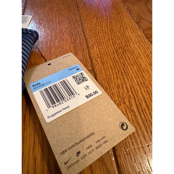 New Nike Pro Kids Training Set Sports Bra Shorts Blue White Swoosh M - Picture 3 of 5